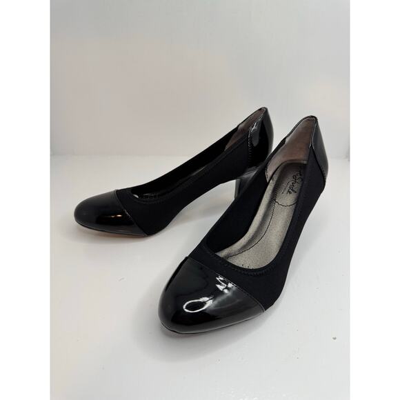 Life Stride Soft System Parigi Pumps 8.5 M Black Patent/Microsuede Comfort Heel - Picture 7 of 10